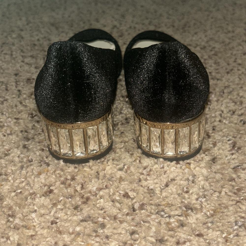 Anne Klein Hayden Block Heel Black Satin
Fabric w/Gem Jeweled Embellished Heel - Picture 6 of 12